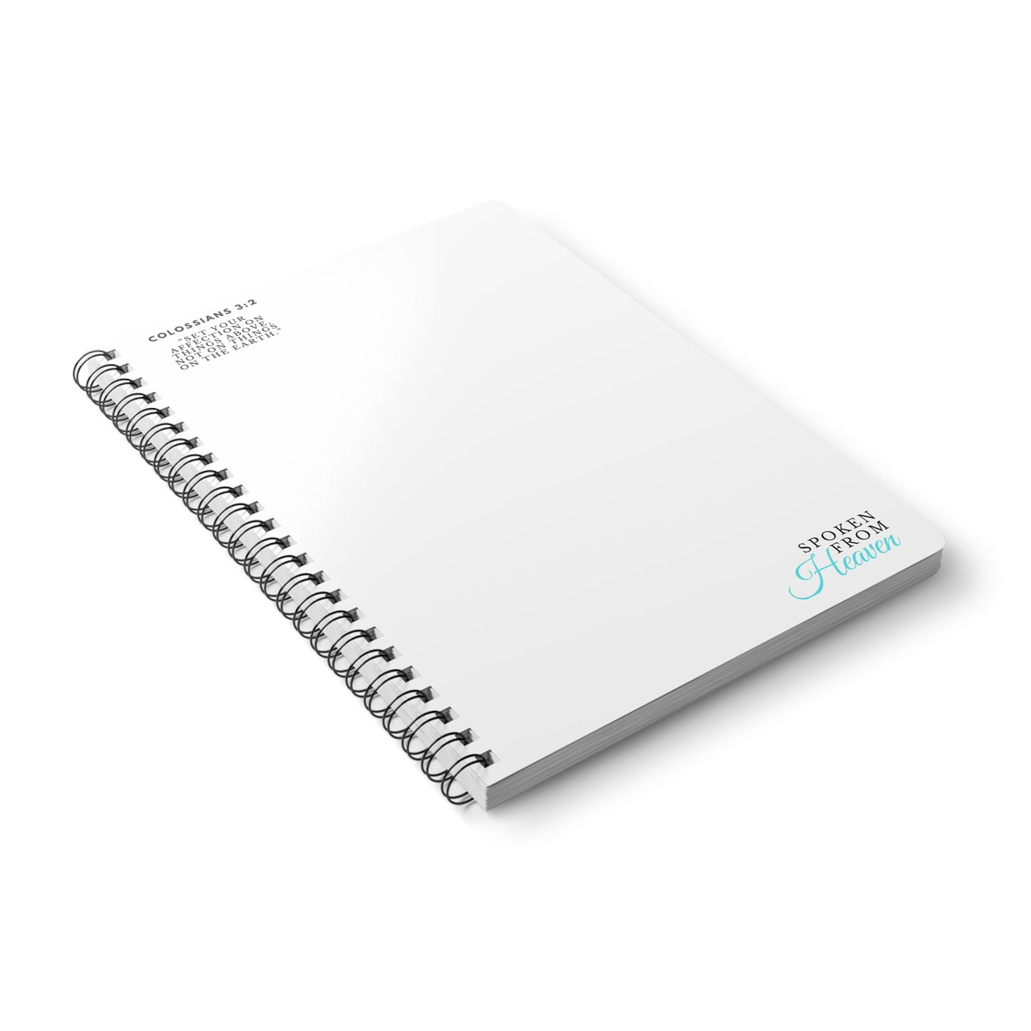 Spoken From Heaven A5 Wirobound Softcover Notebook — Faith-Inspired Lined Journal (Colossians 3:2)