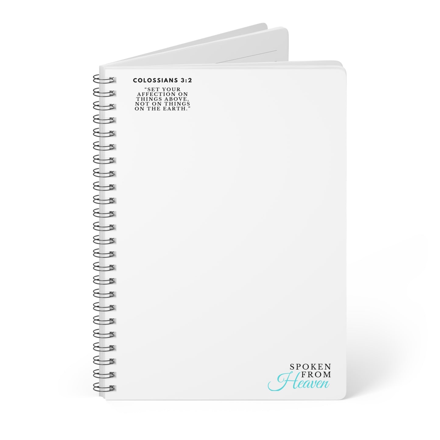 Spoken From Heaven A5 Wirobound Softcover Notebook — Faith-Inspired Lined Journal (Colossians 3:2)