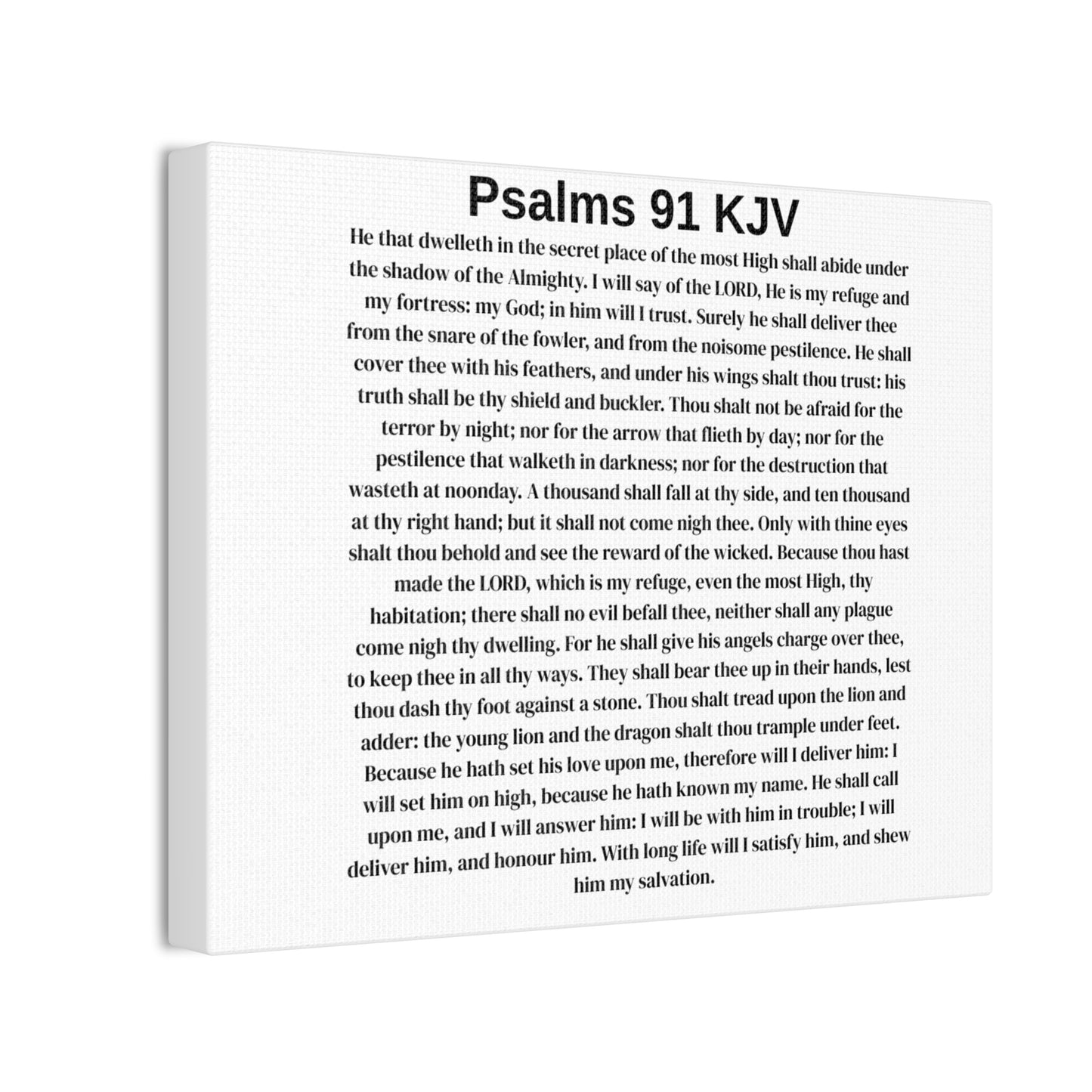 Psalms 91 KJV Stretched Canvas Wall Art — Bible Verse Scripture Print