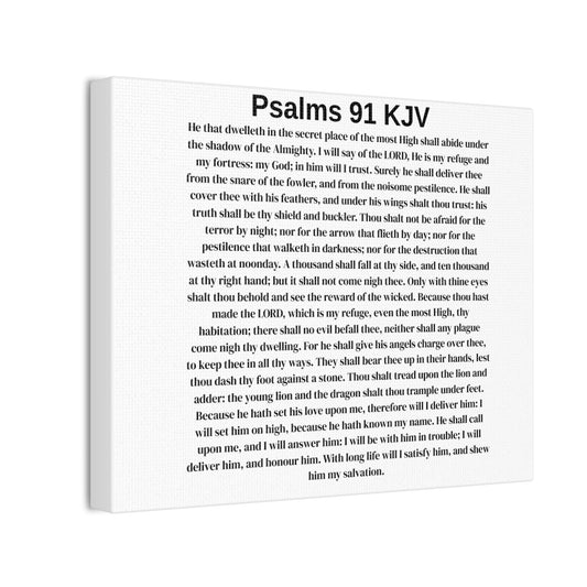 Psalms 91 KJV Stretched Canvas Wall Art — Bible Verse Scripture Print