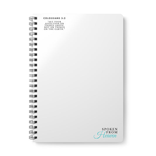 Spoken From Heaven A5 Wirobound Softcover Notebook — Faith-Inspired Lined Journal (Colossians 3:2)